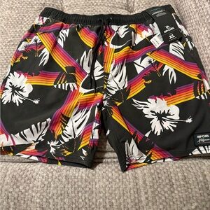 Rip Curl Men's Black and Multicolor Floral Board Shorts